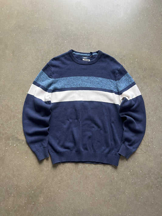 Vintage Blue White Stripped Sweater - XL