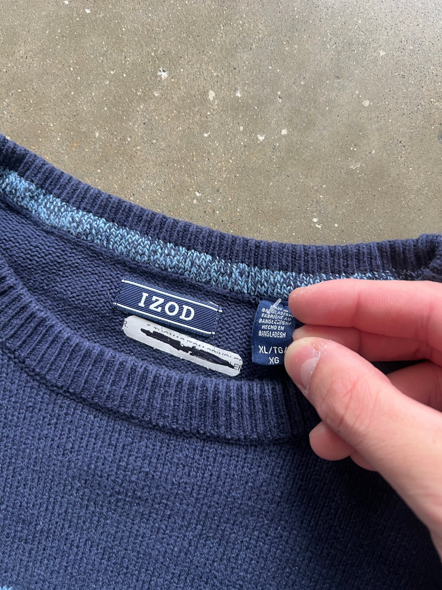 Vintage Blue White Stripped Sweater - XL