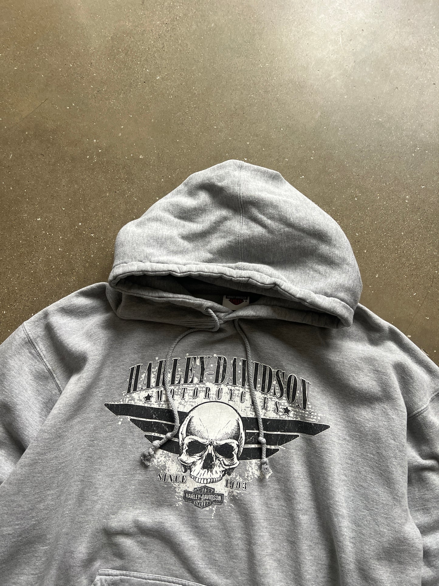 Vintage Grey Harley Davidson Hoodie - XL