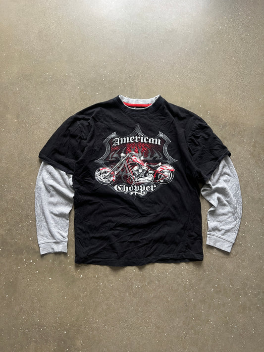 Vintage Black American Choppers Thermal Shirt - XL