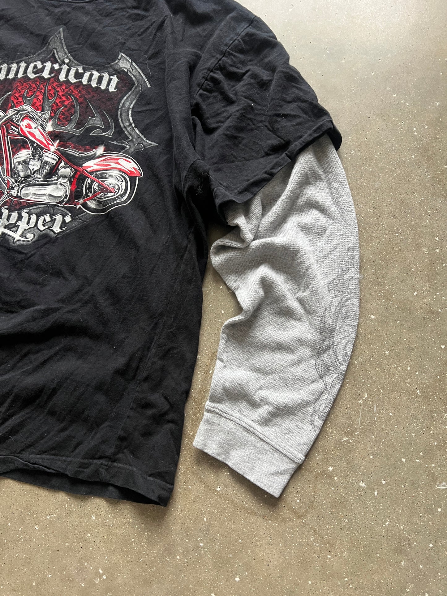 Vintage Black American Choppers Thermal Shirt - XL