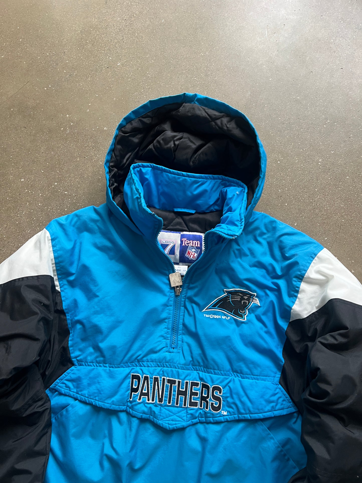 Vintage Blue Carolina Panthers Puffer Jacket - XL