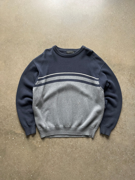 Vintage Blue Stripped Croft & Borrow Sweater - XL