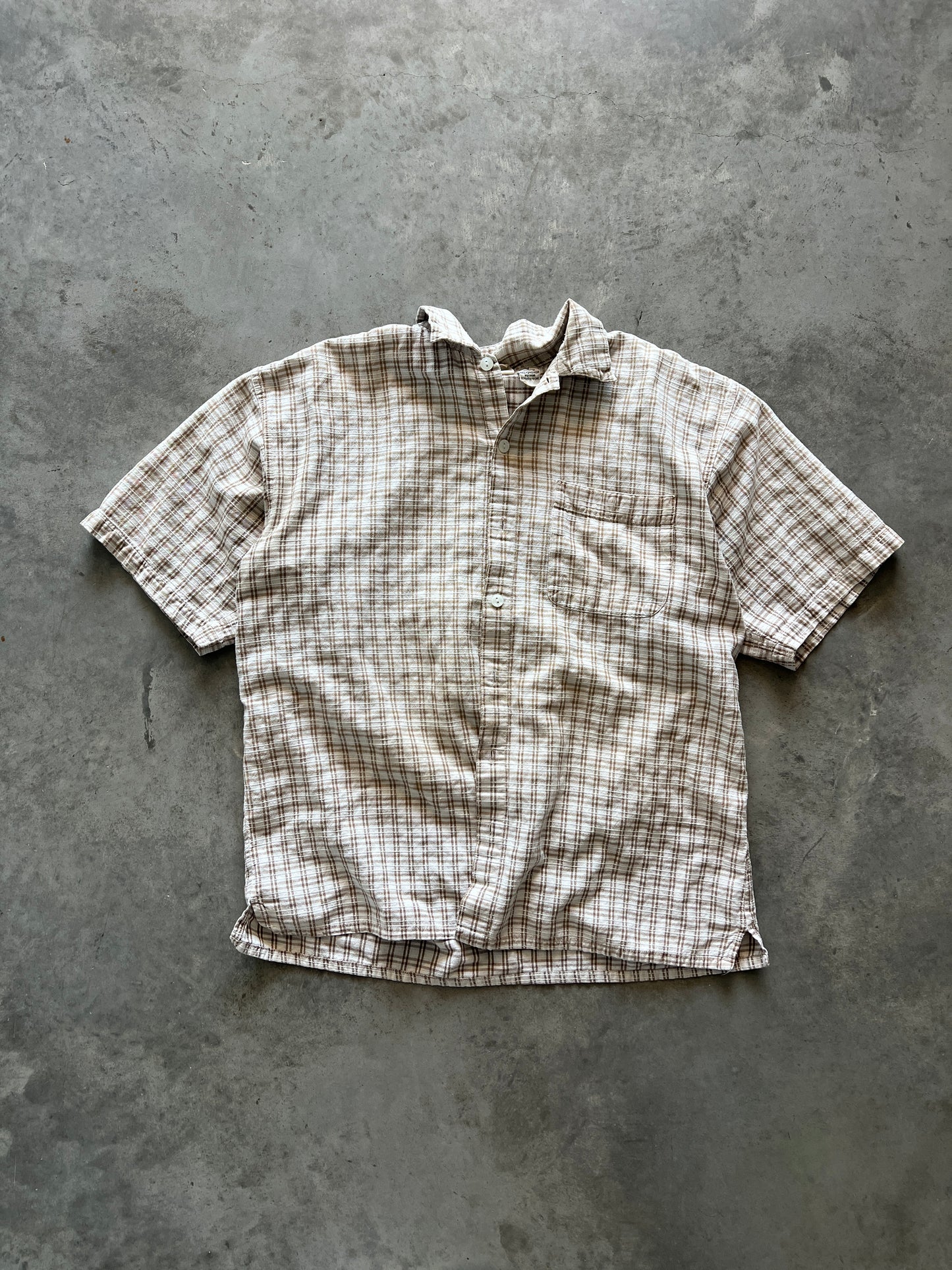 Vintage Tan Flannel Button Down Shirt - L