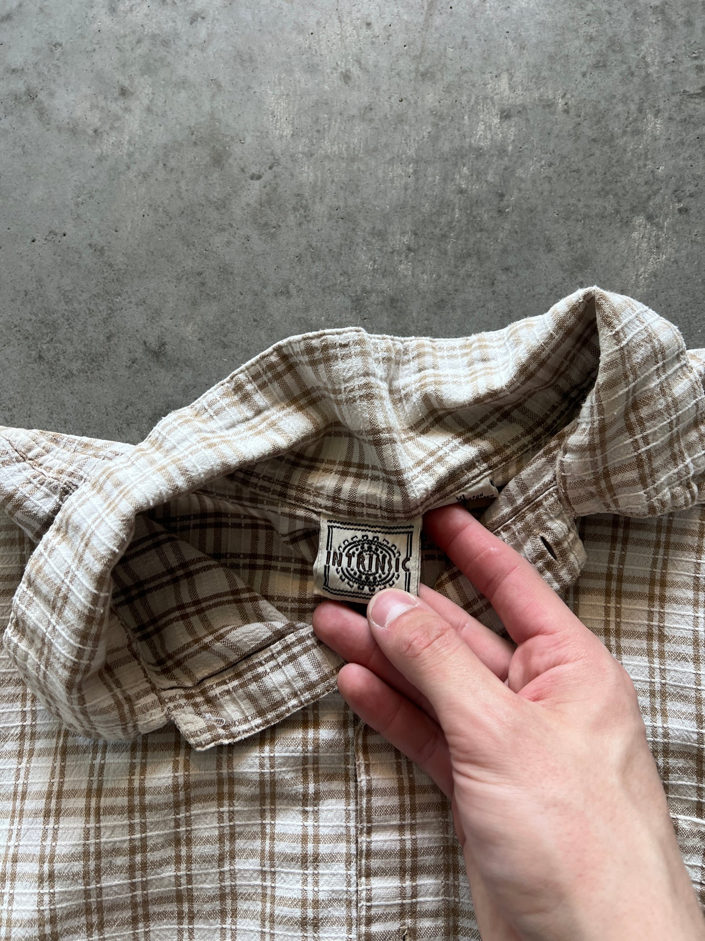 Vintage Tan Flannel Button Down Shirt - L