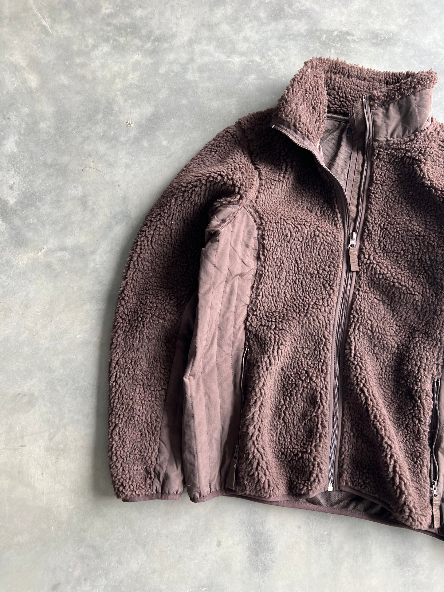 Vintage Brown Chinchilla Fleece Zip Up - M