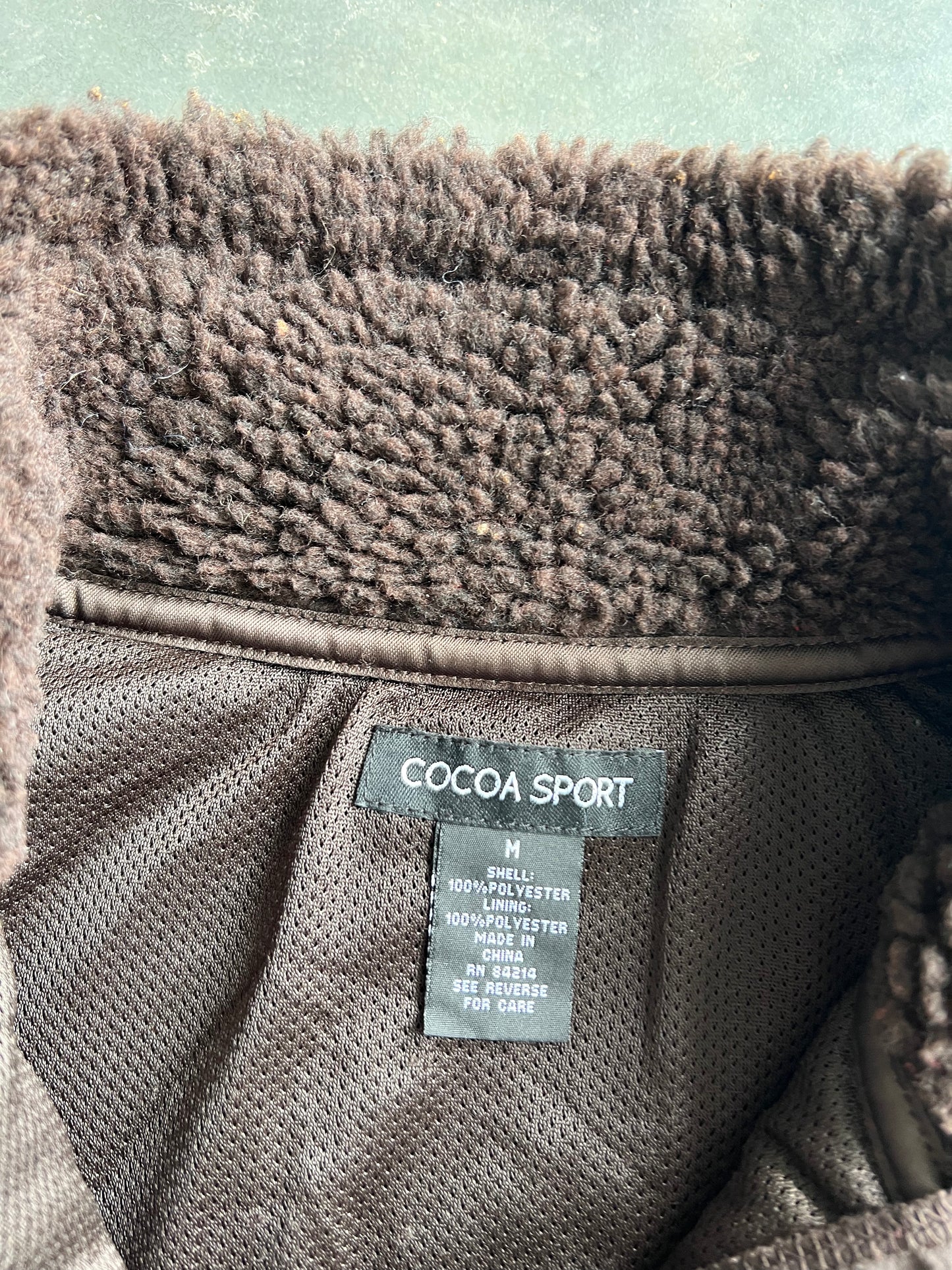 Vintage Brown Chinchilla Fleece Zip Up - M