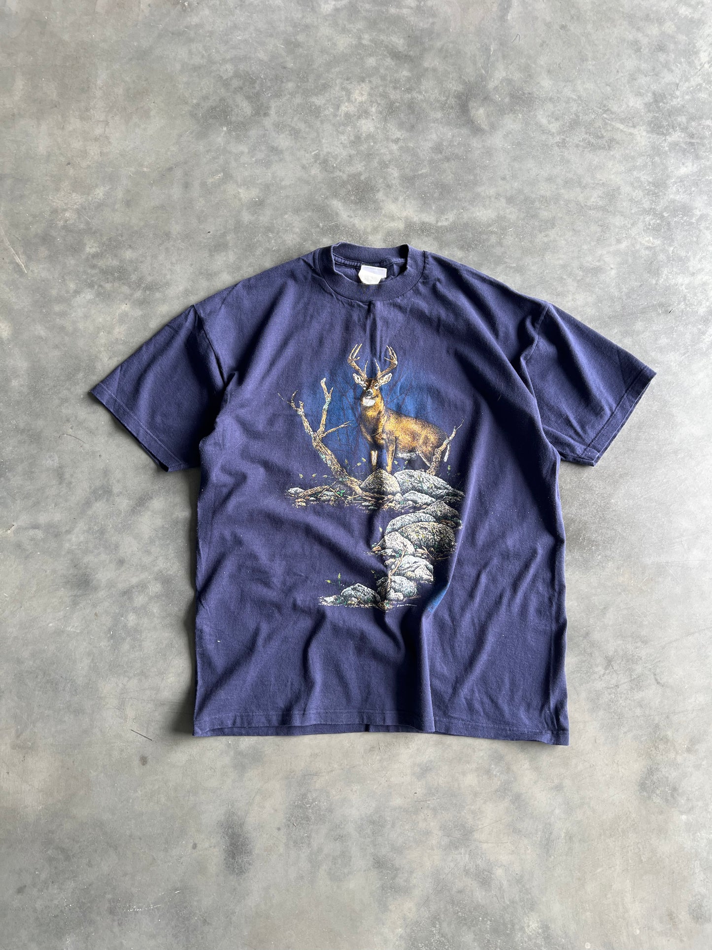 Vintage Navy Blue Deer Wilderness Shirt - L