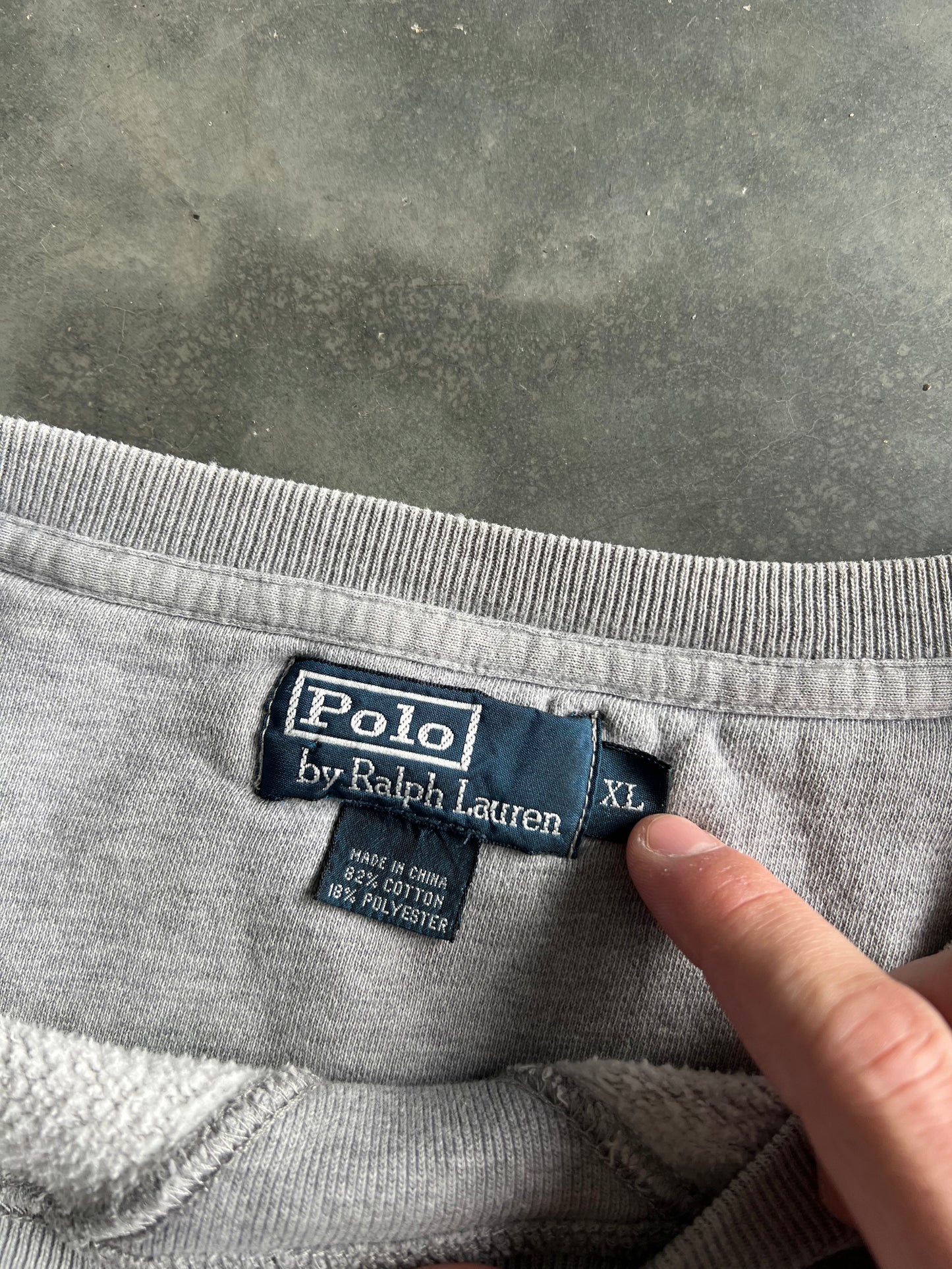 Vintage Grey Polo Ralph Lauren Crew - XL