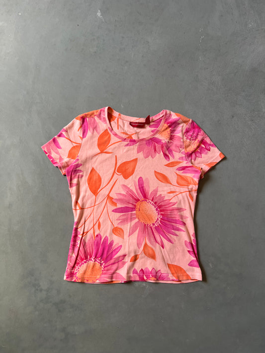 Vintage Pink & Orange Floral Shirt - S