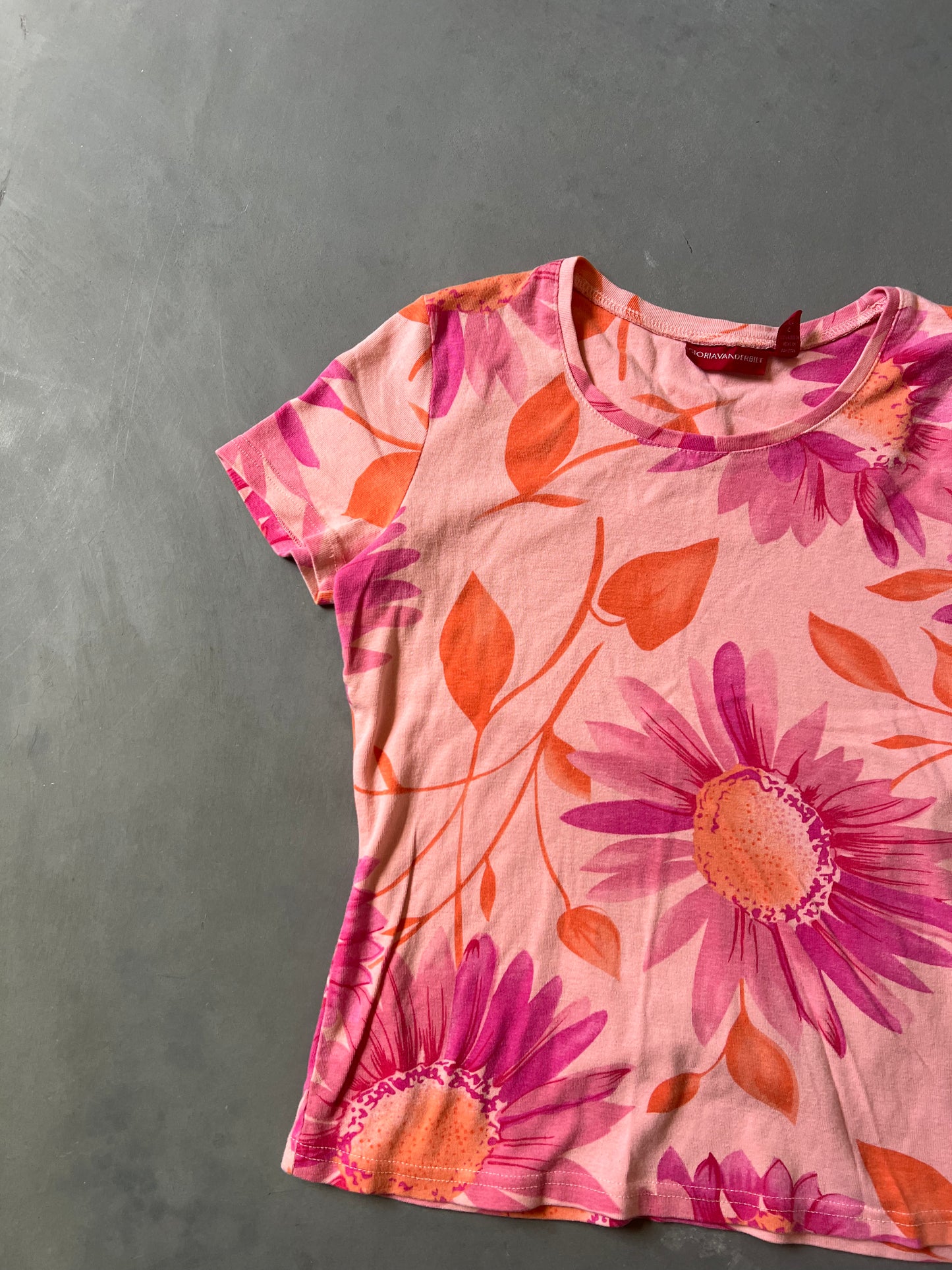 Vintage Pink & Orange Floral Shirt - S