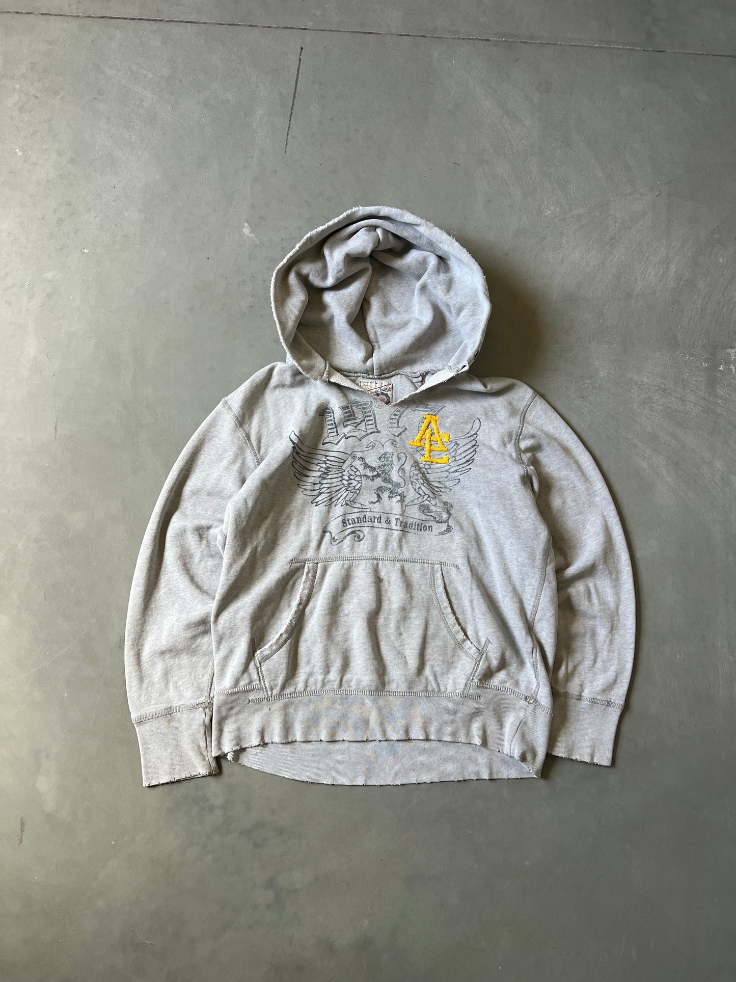 90s Grey American Eagle Hoodie - M