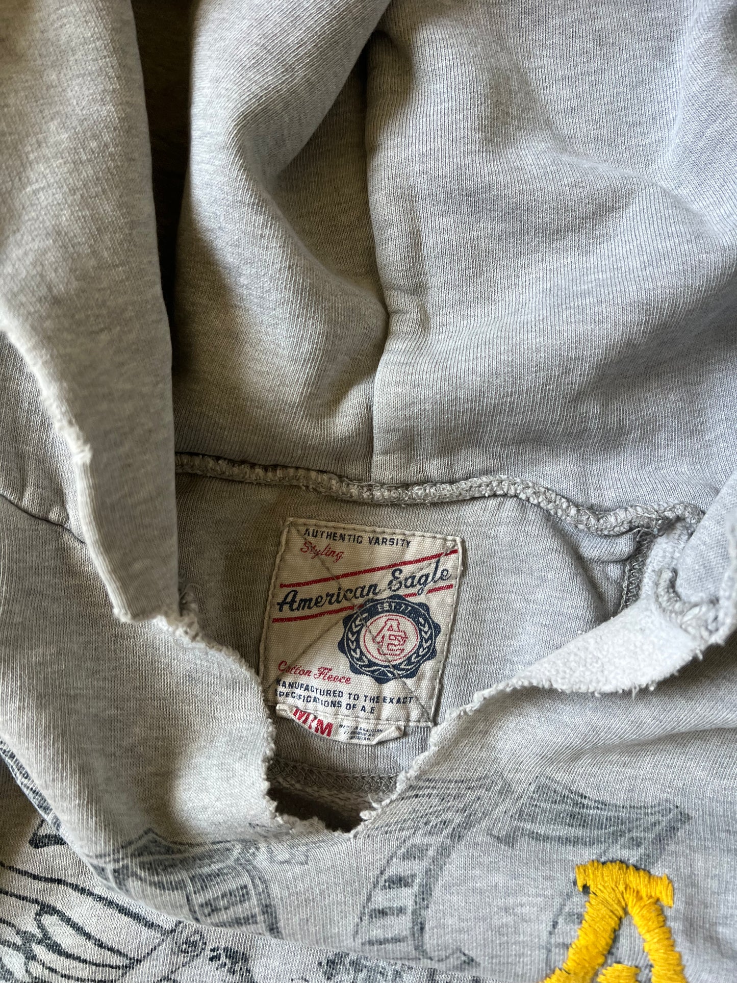 90s Grey American Eagle Hoodie - M