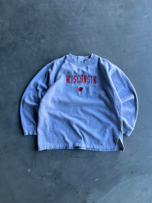 Vintage Grey Wisconsin Badgers Crew - L
