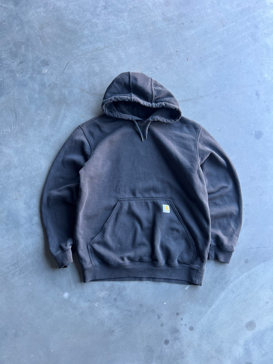 Vintage Faded Black Carhartt Hoodie - M