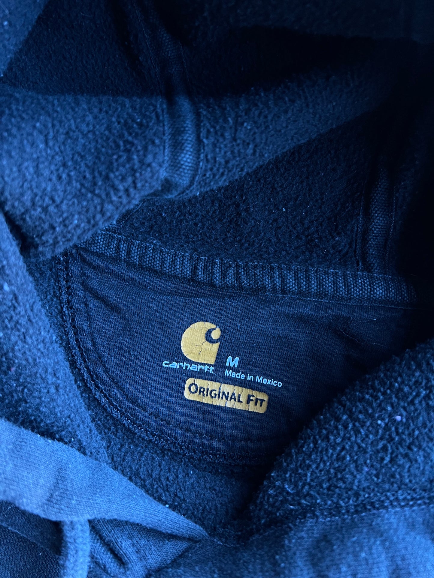 Vintage Faded Black Carhartt Hoodie - M