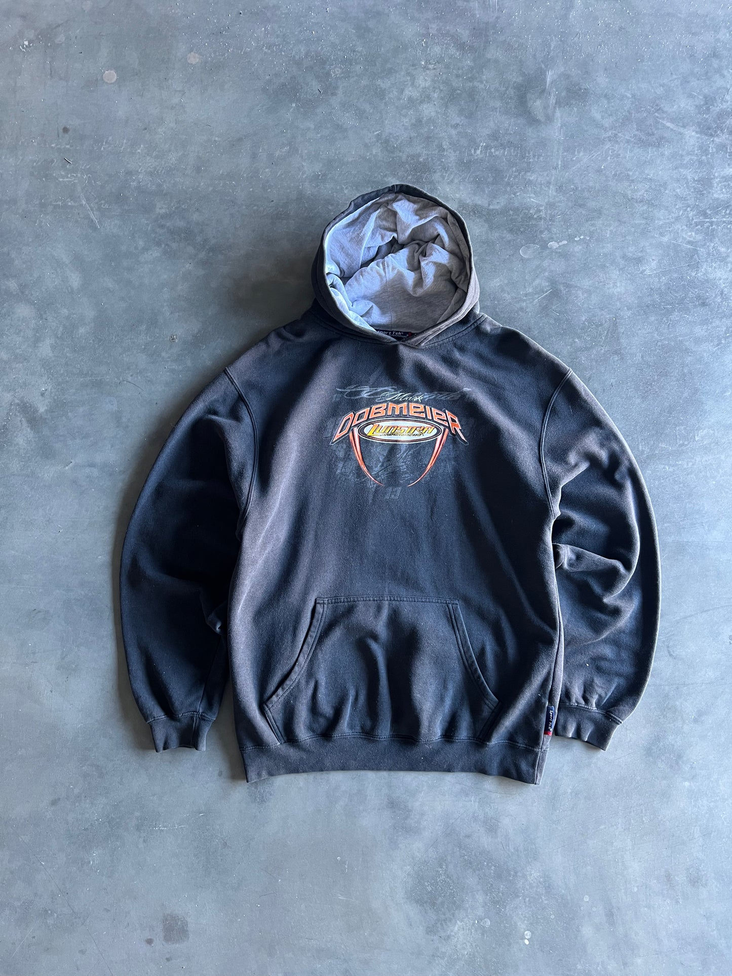 Vintage Faded Black Stock-Car Racing Hoodie - M