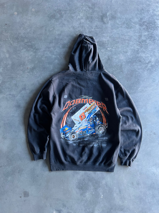Vintage Faded Black Stock-Car Racing Hoodie - M