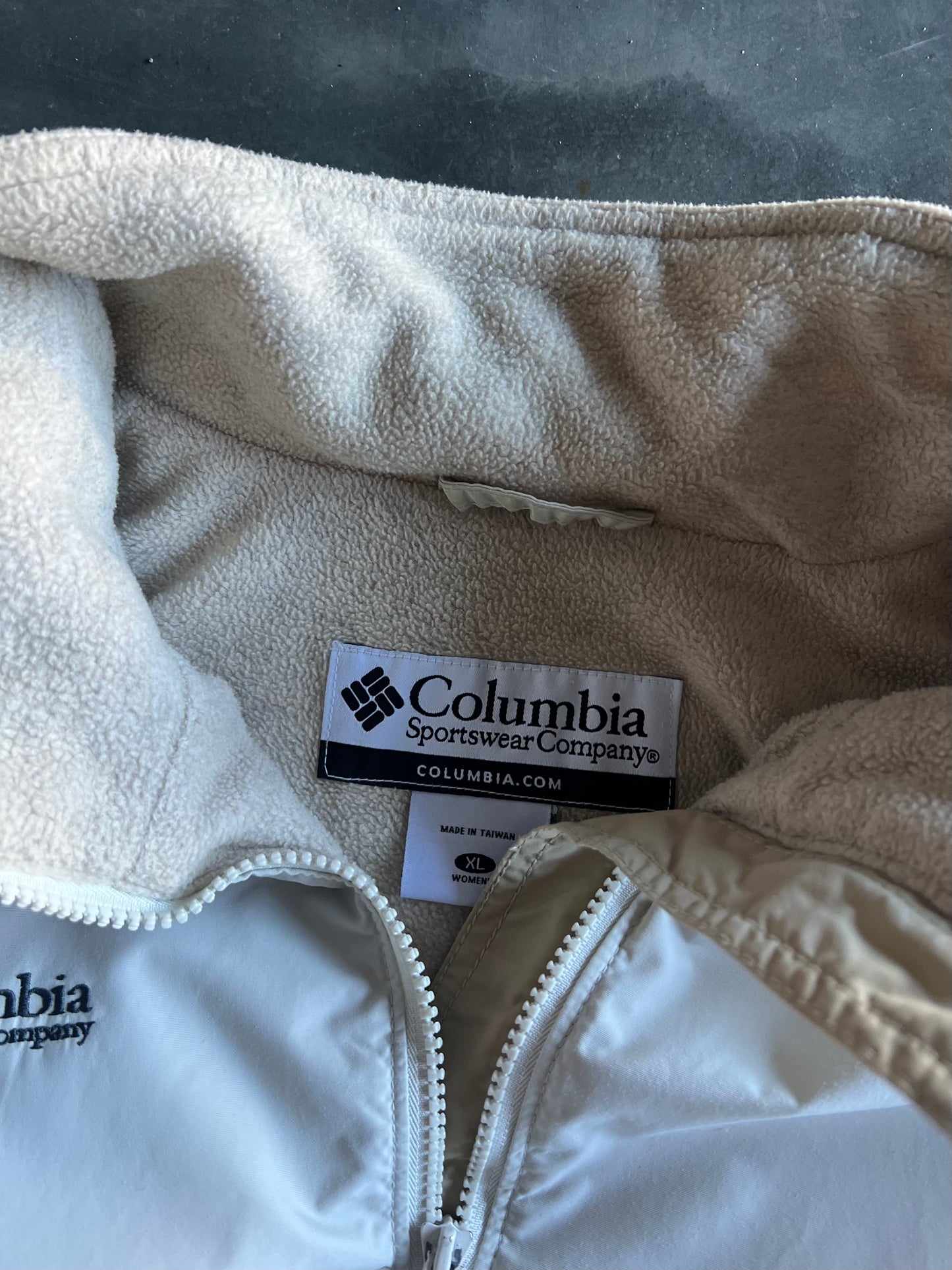 Vintage Pastel White Columbia Zip Jacket - XL