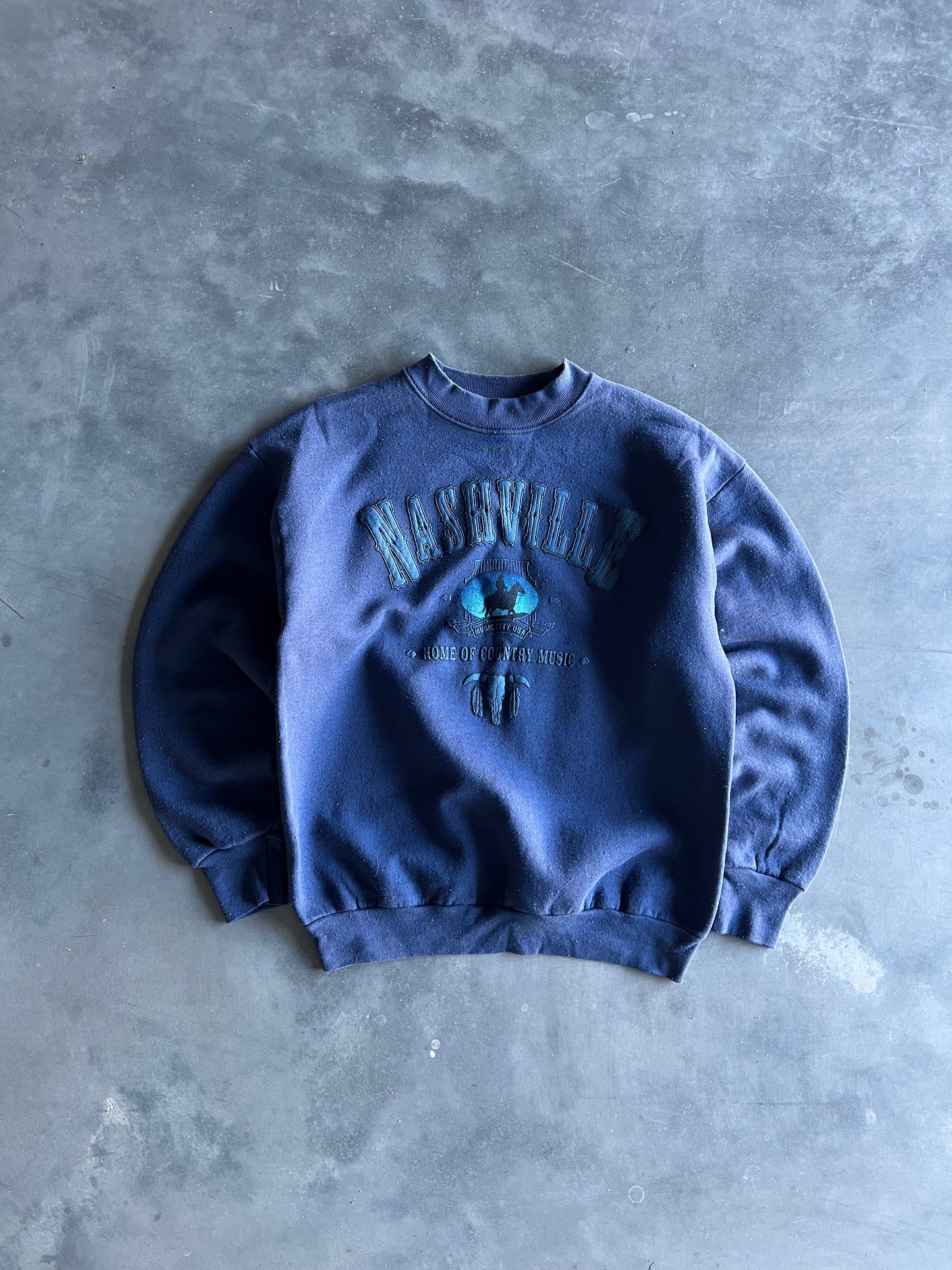 Vintage Blue Nashville Tennessee Crew - L