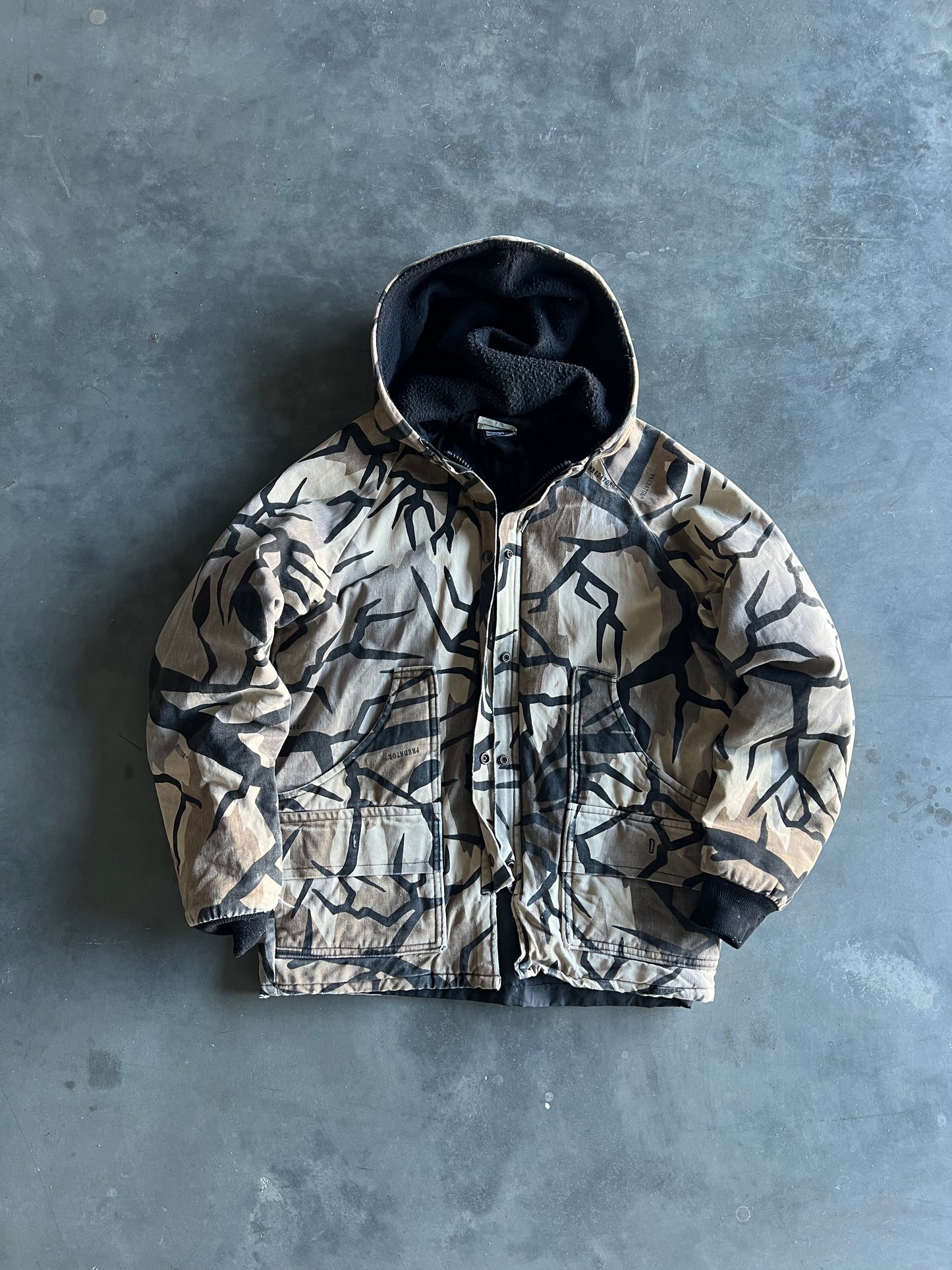 Vintage Tan Predator Camo Hooded Jacket - XL