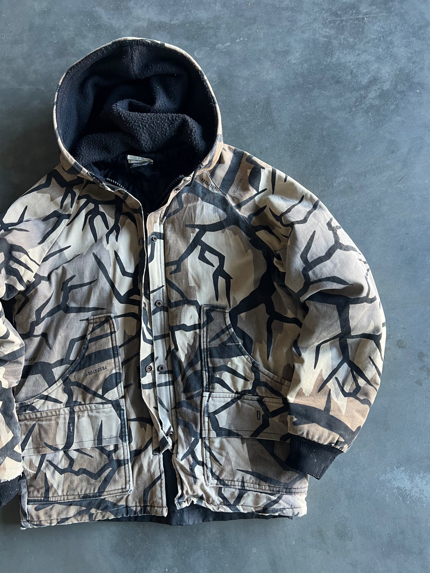 Vintage Tan Predator Camo Hooded Jacket - XL