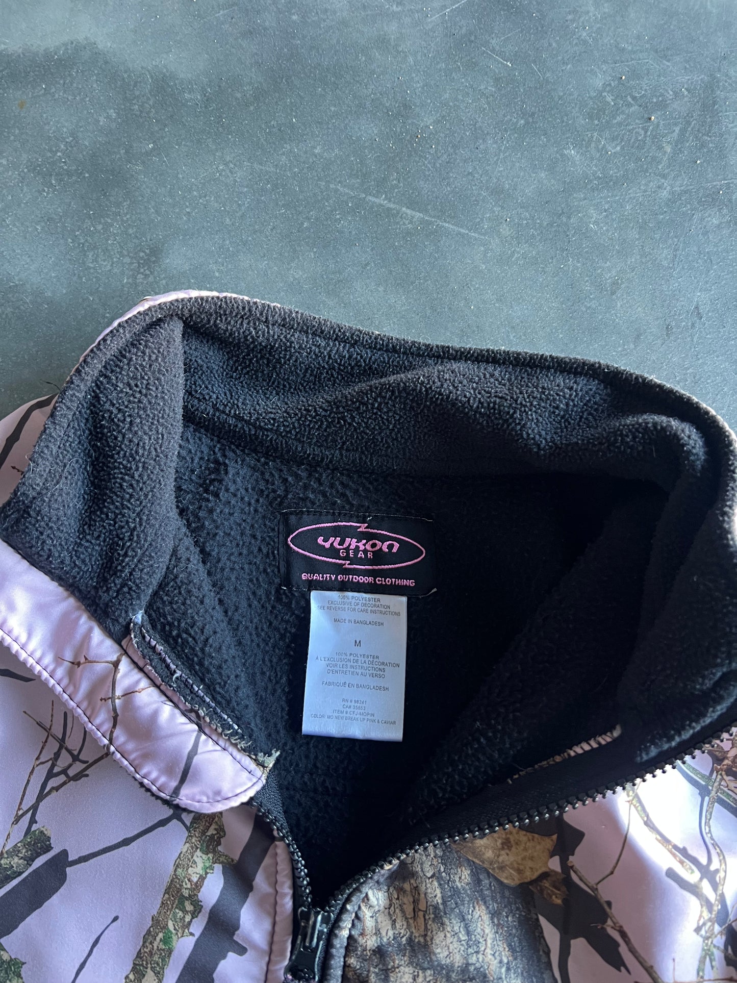 Vintage Pink RealTree Camo Zip Fleece - M