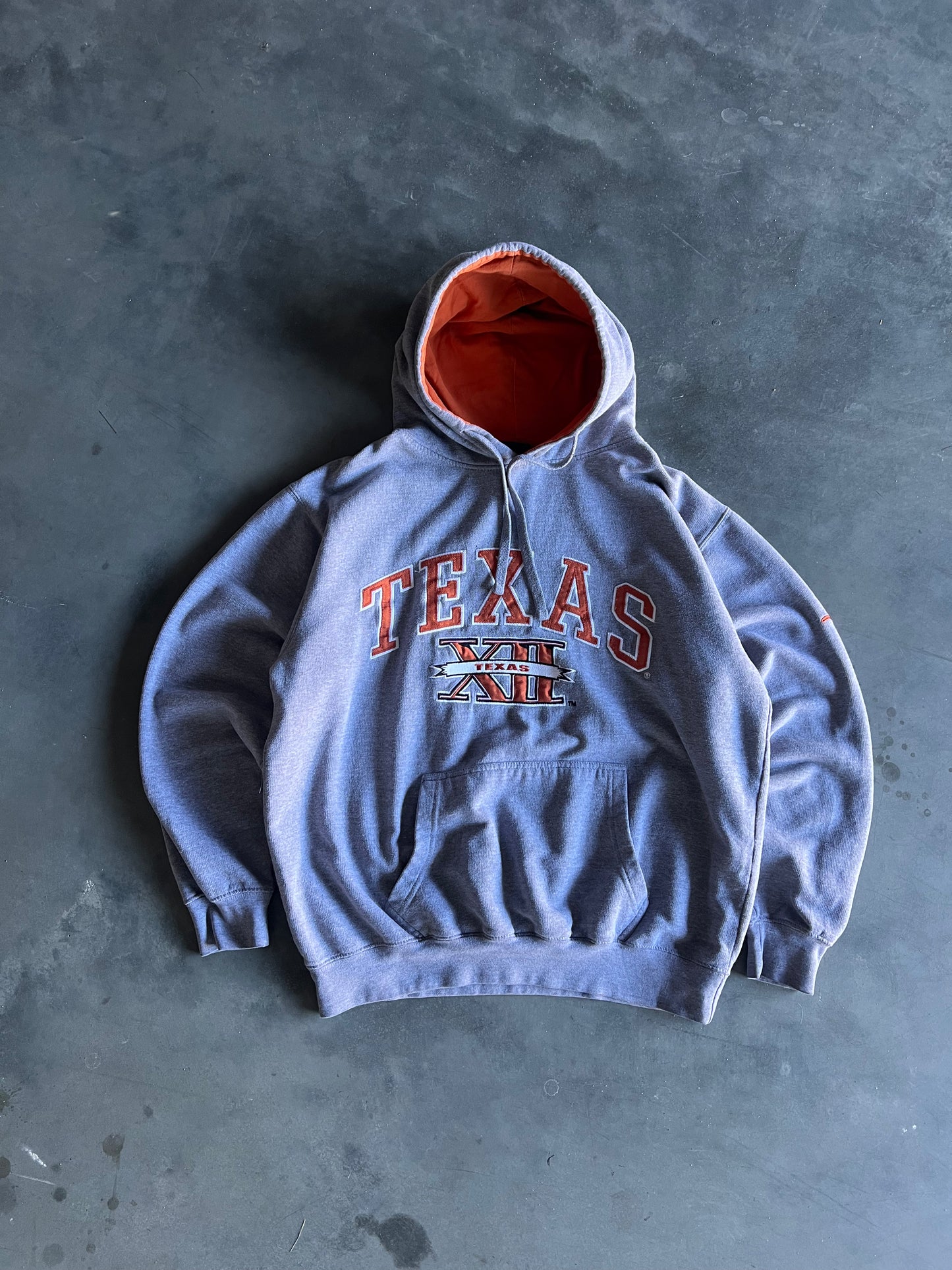 Vintage Heather Grey Texas Spellout Hoodie - M