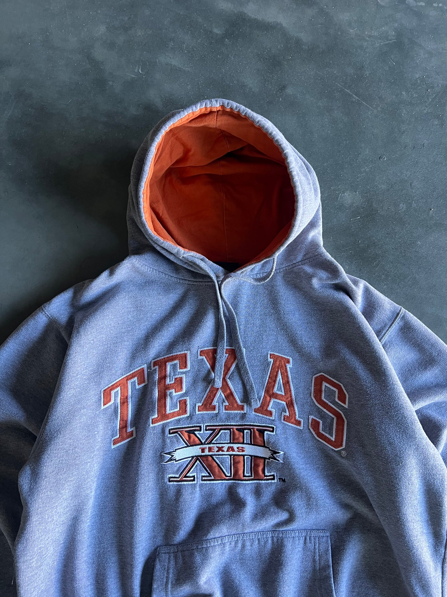 Vintage Heather Grey Texas Spellout Hoodie - M