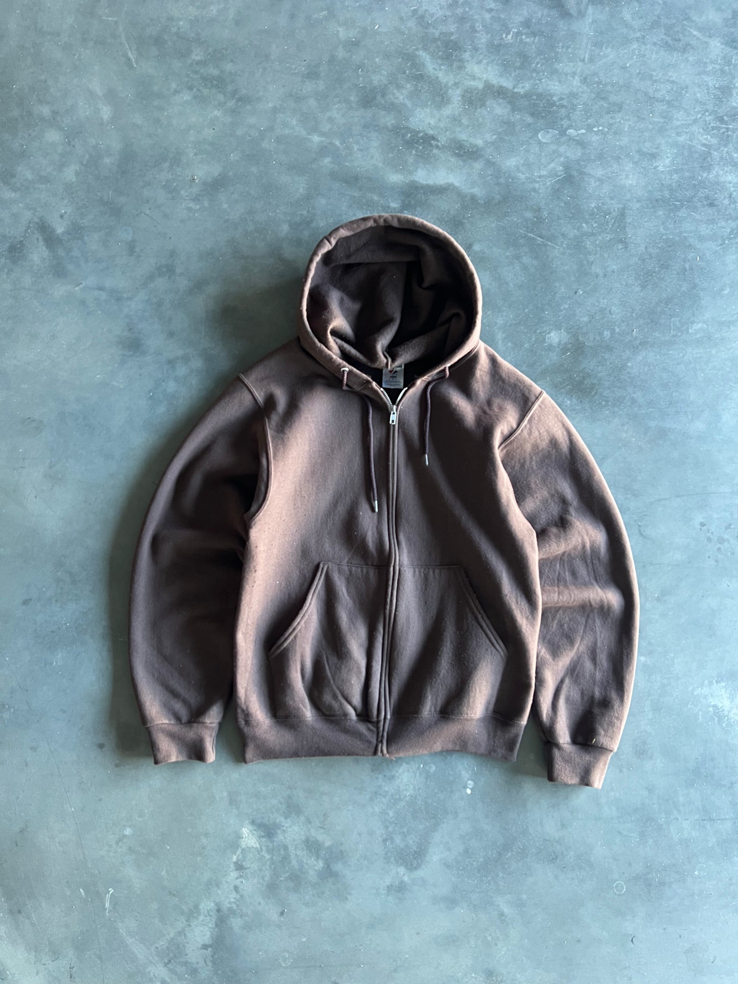 Vintage Mocha Brown Blank Zip Hoodie - S