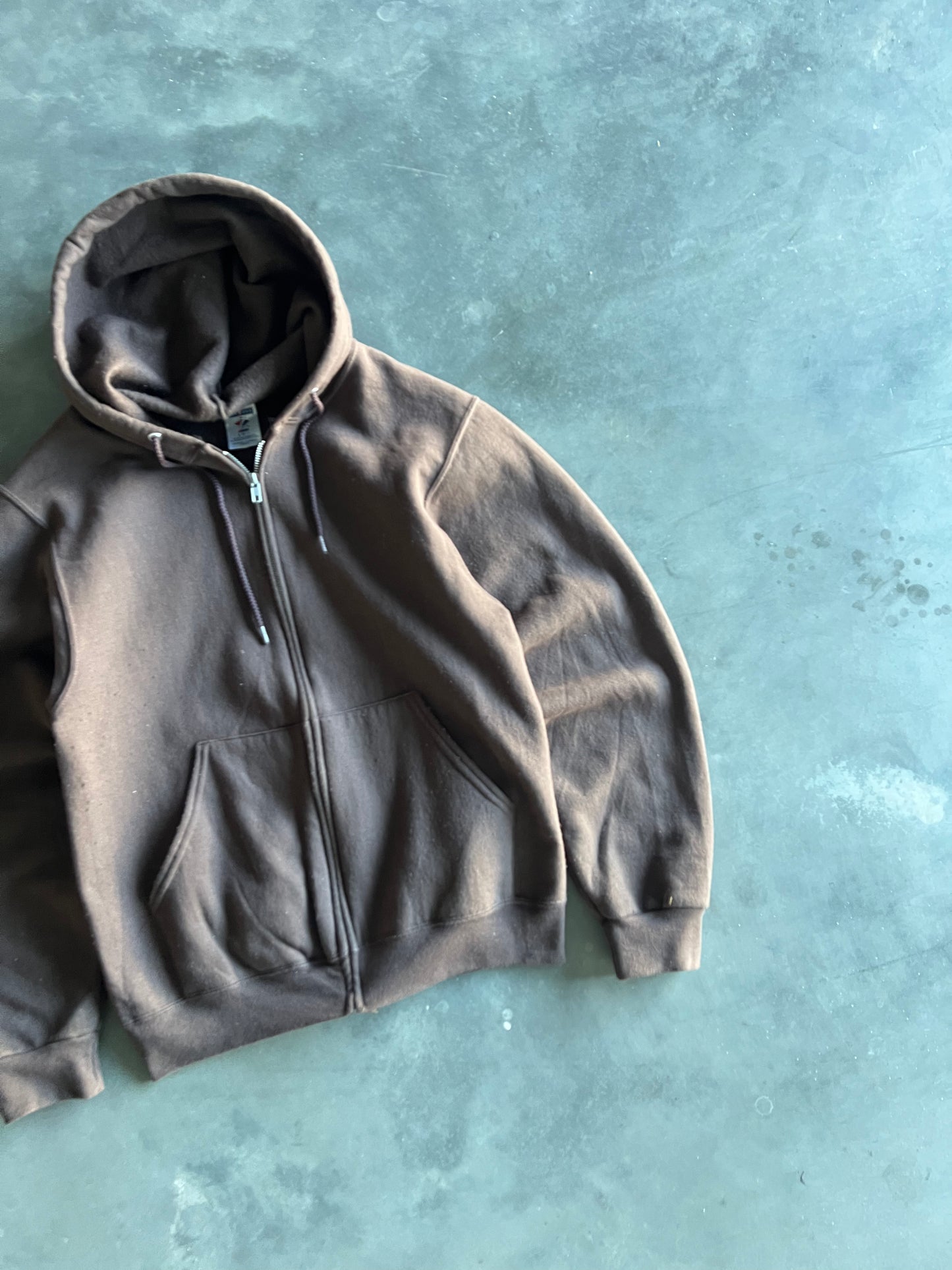 Vintage Mocha Brown Blank Zip Hoodie - S