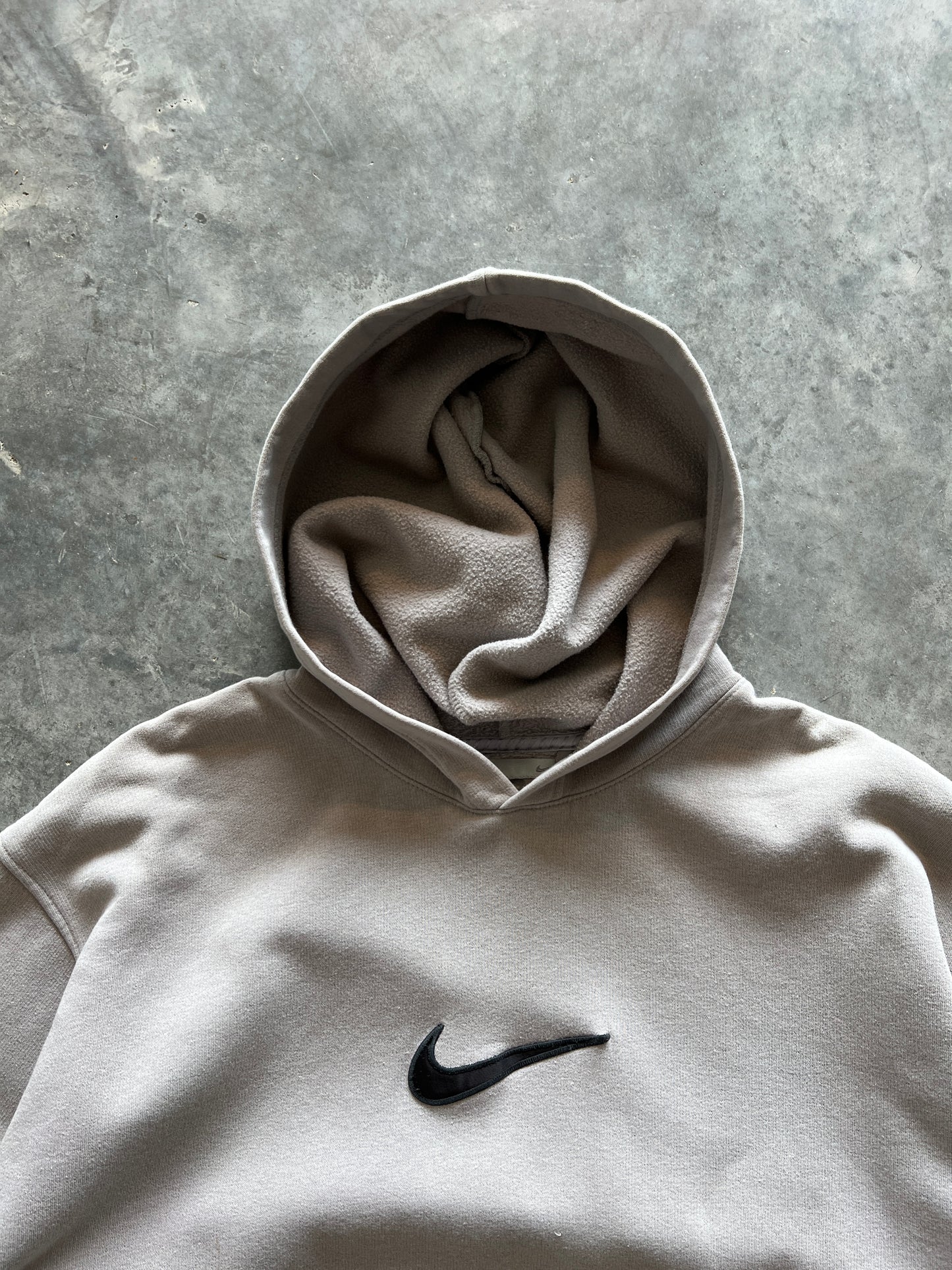 Vintage Cream Nike Center Swoosh Hoodie - XXL