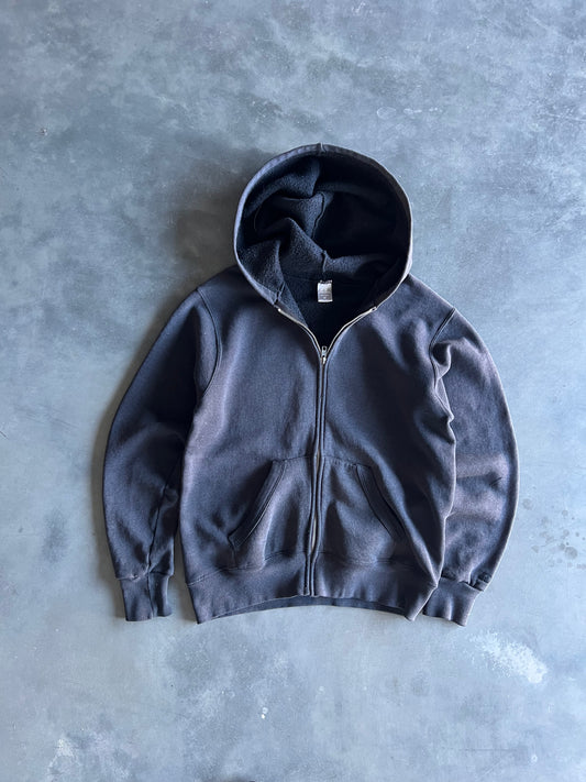 Vintage Faded Black Russell Zip Hoodie - S