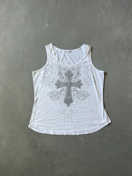 Y2k Embezzled Cross Tank Top - XL