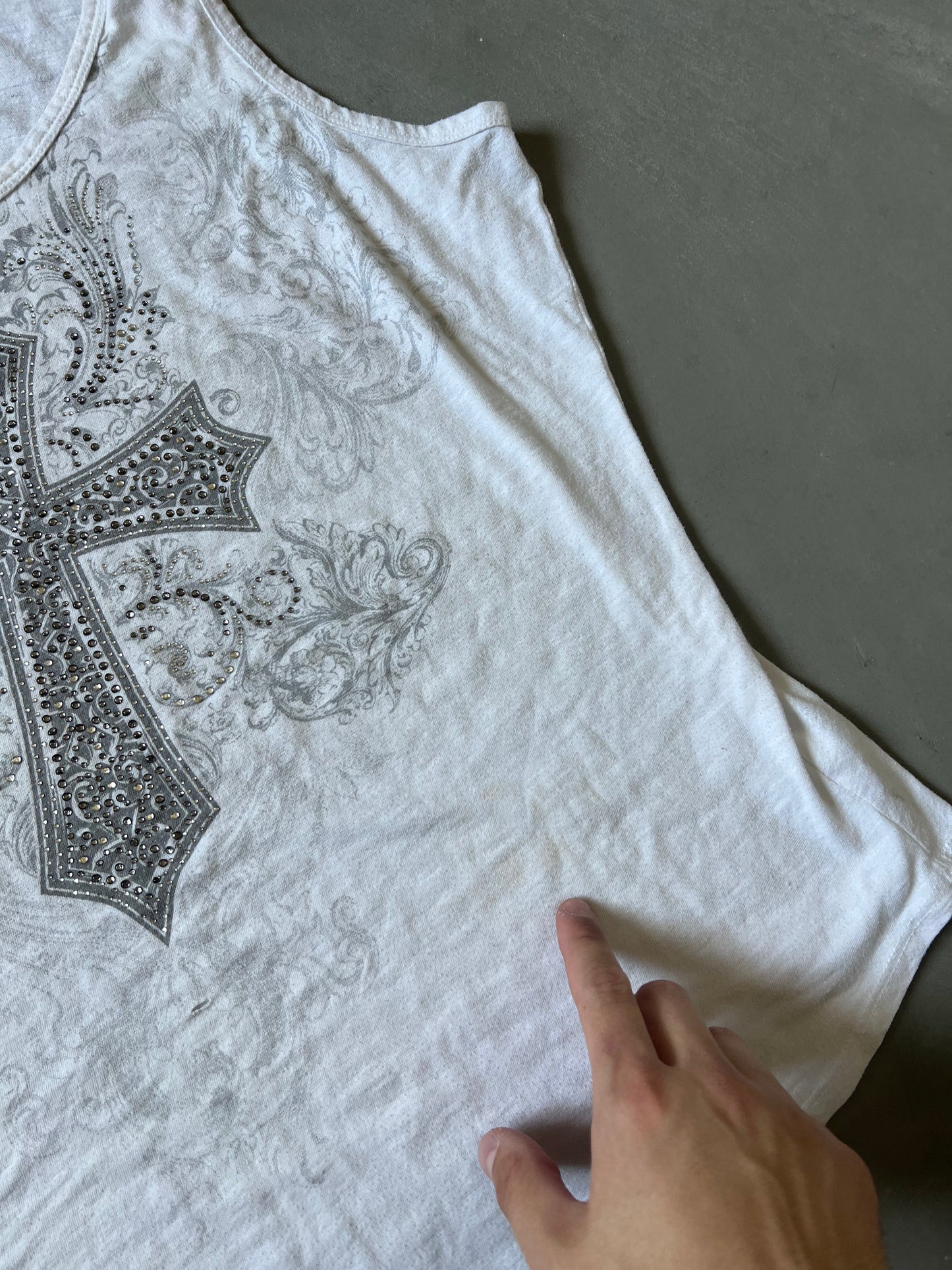 Y2k Embezzled Cross Tank Top - XL