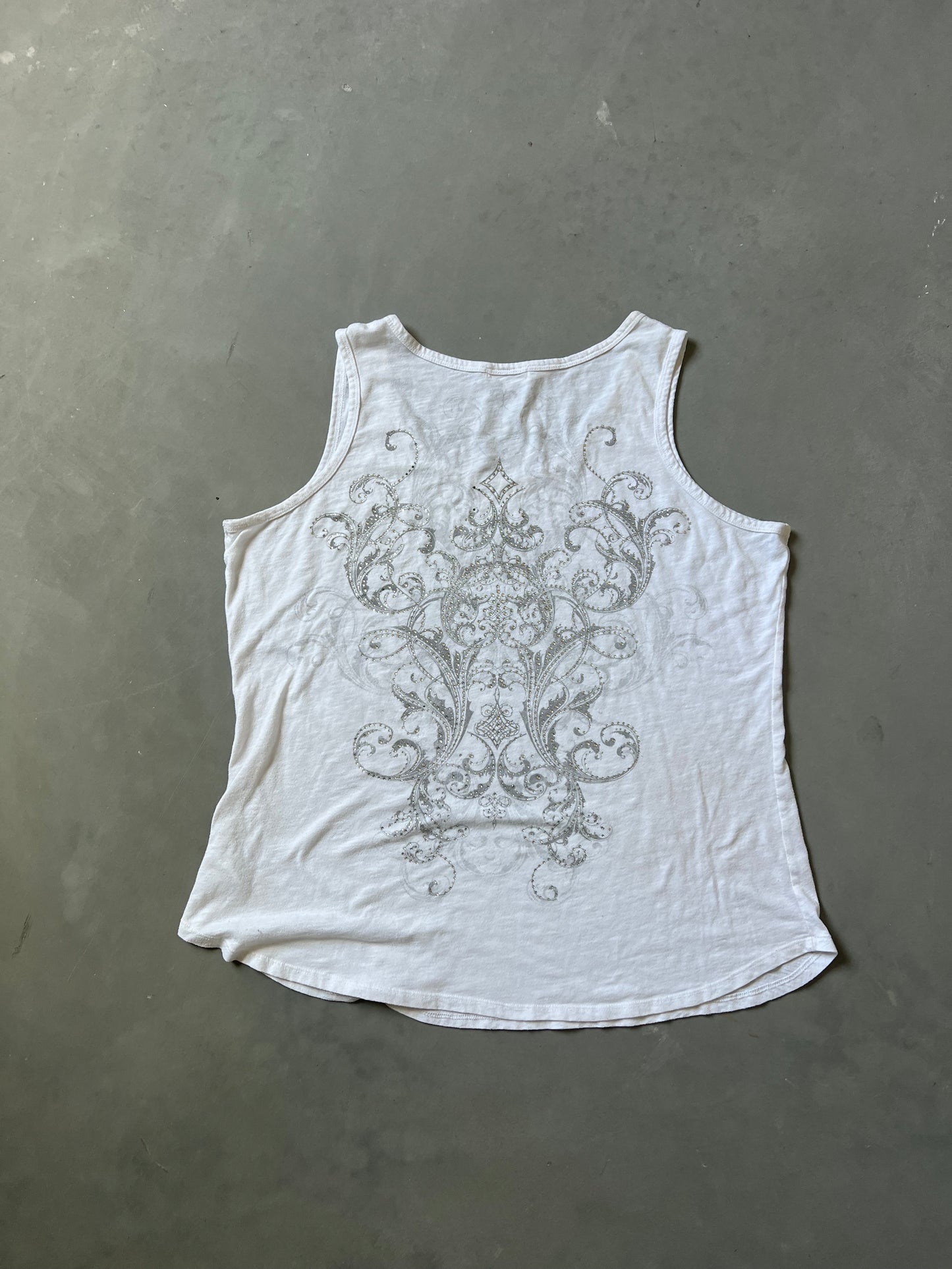 Y2k Embezzled Cross Tank Top - XL