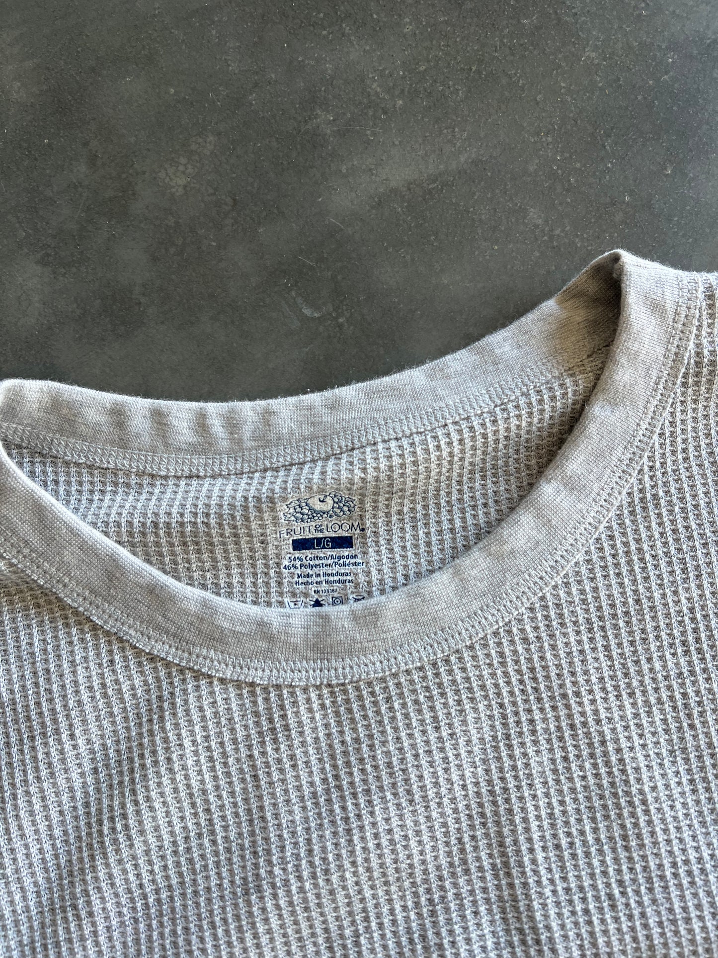 Vintage Grey Fruit Of The Loom Thermal Shirt - L