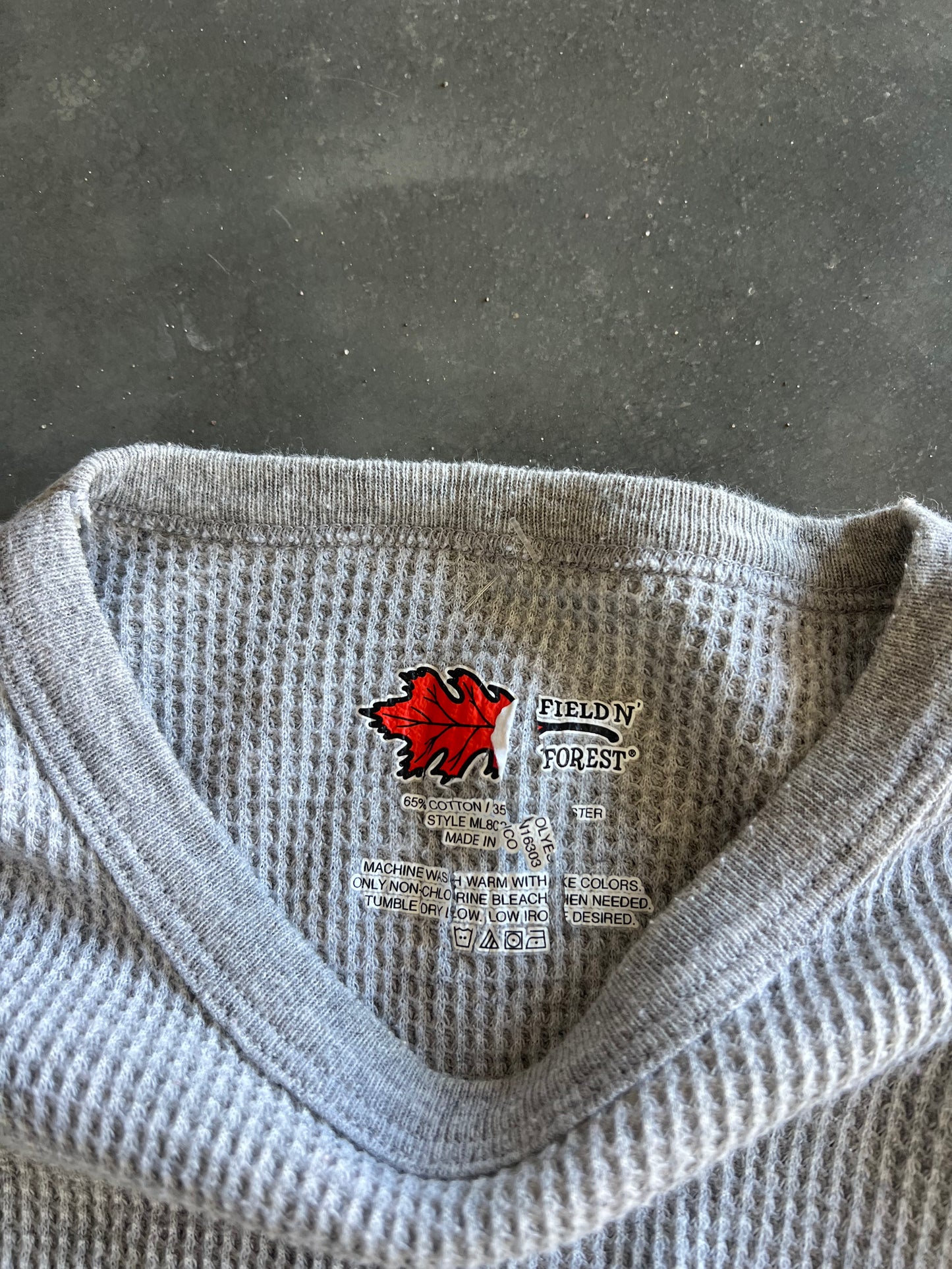 Vintage Grey  Thermal Knit Shirt - XS