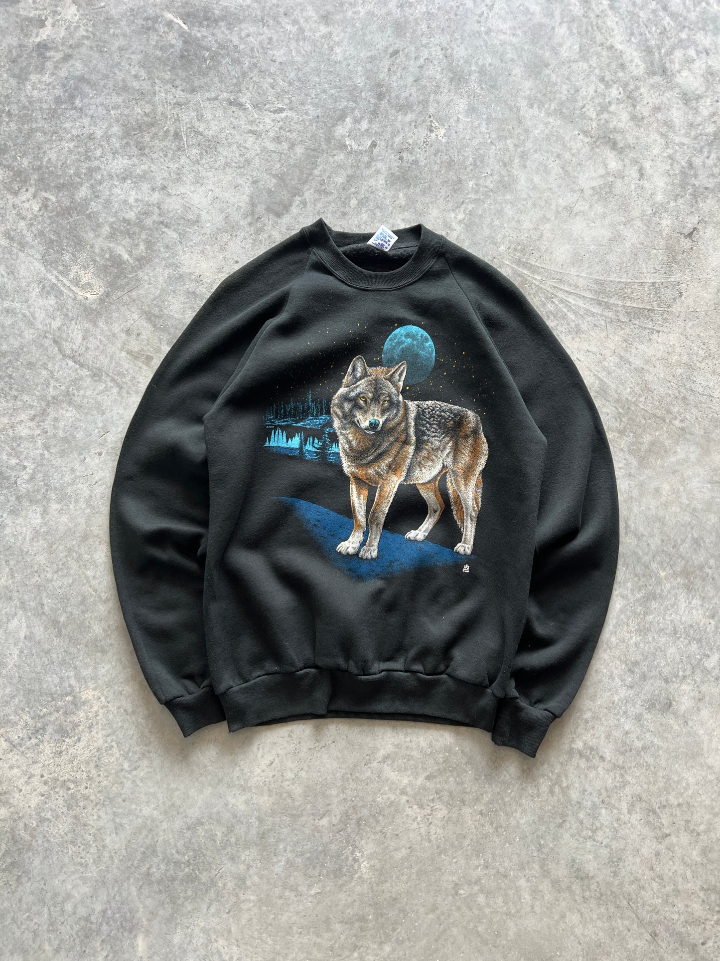 Vintage Black Wolf Crew - M