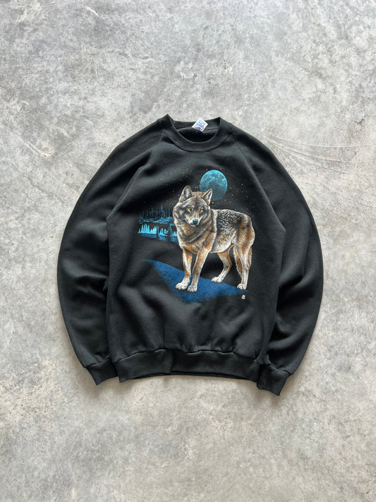 Vintage Black Wolf Crew - M