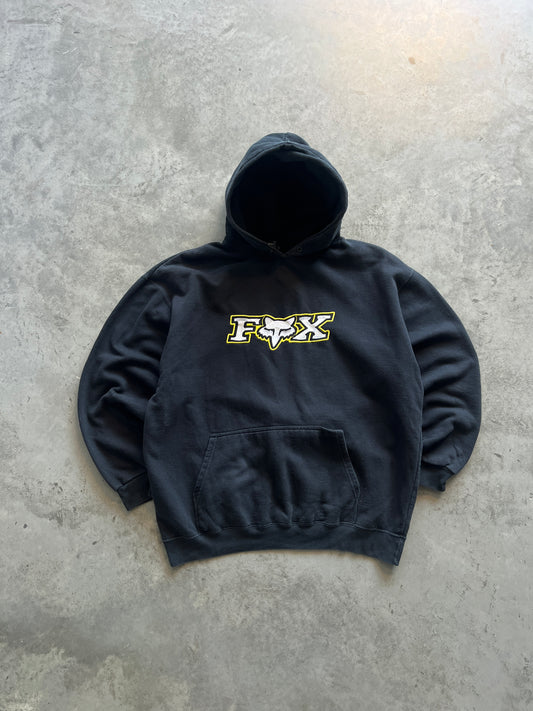 Vintage Black Fox Racing Spellout Hoodie - XL