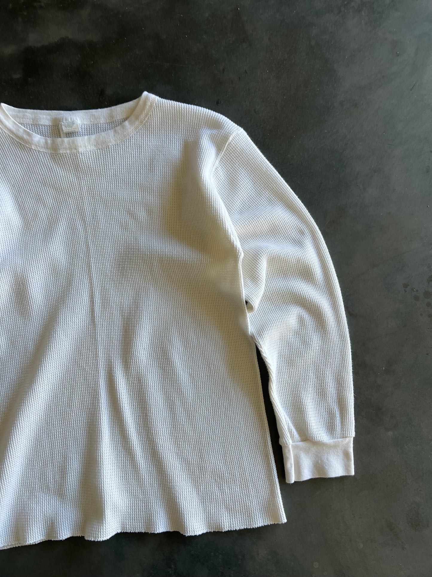 Vintage White Thermal Knit Shirt - 2XL