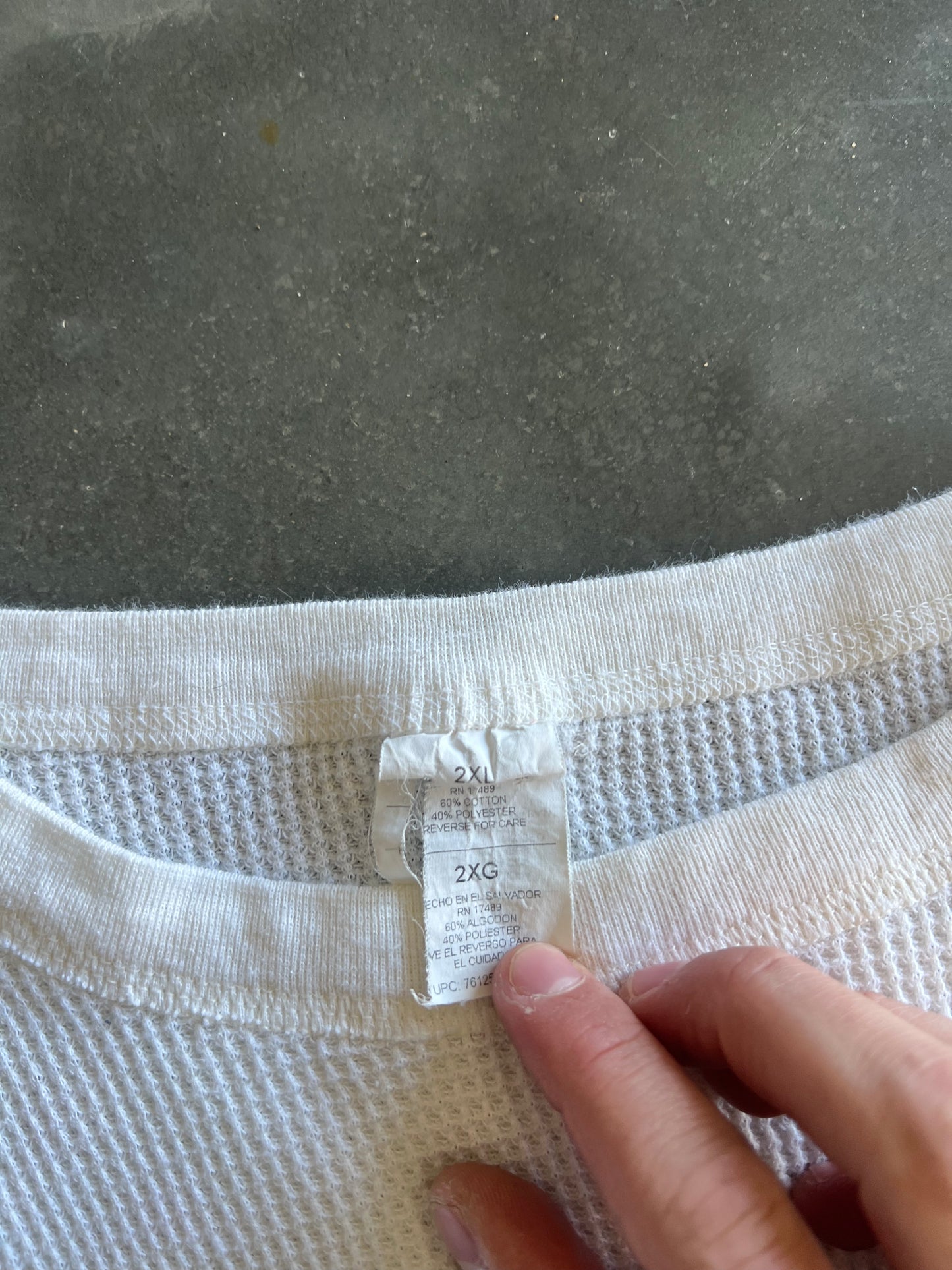 Vintage White Thermal Knit Shirt - 2XL