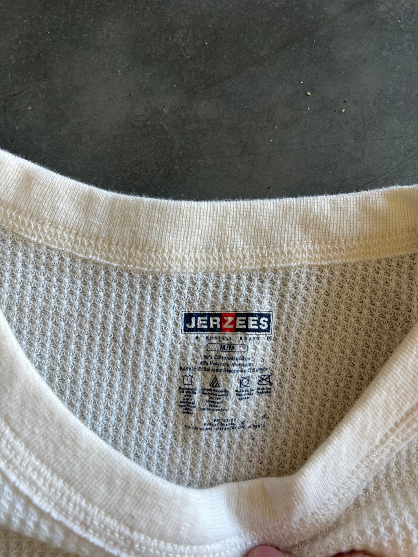 Vintage White Jerzees Thermal Shirt - M