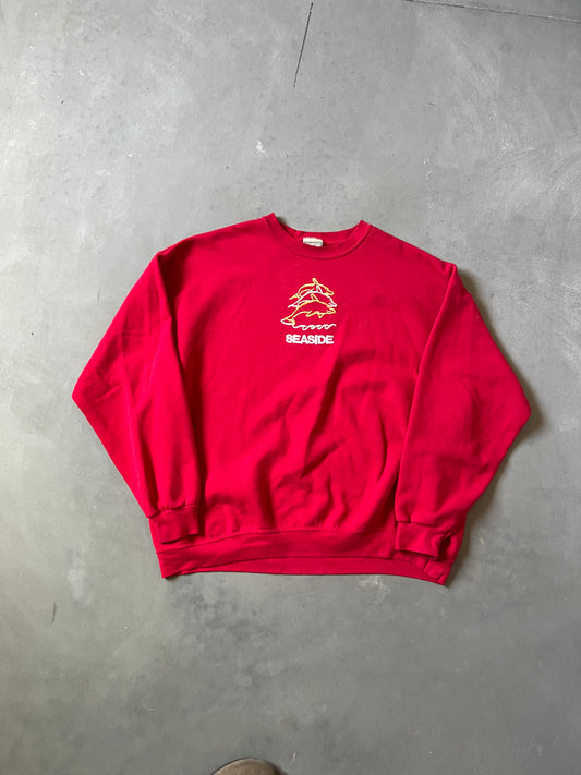 Vintage Red Seaside Dolphin Crew - XXL