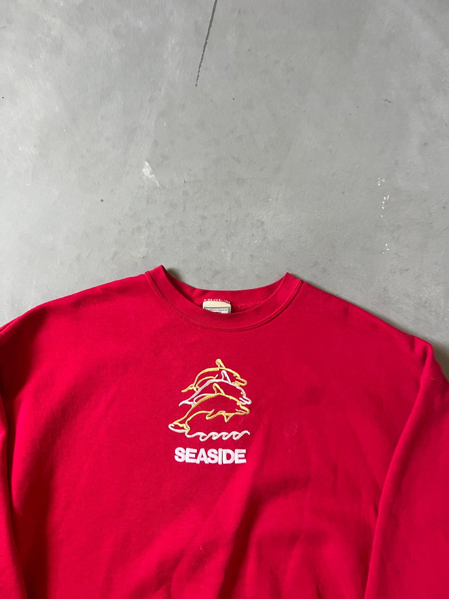 Vintage Red Seaside Dolphin Crew - XXL