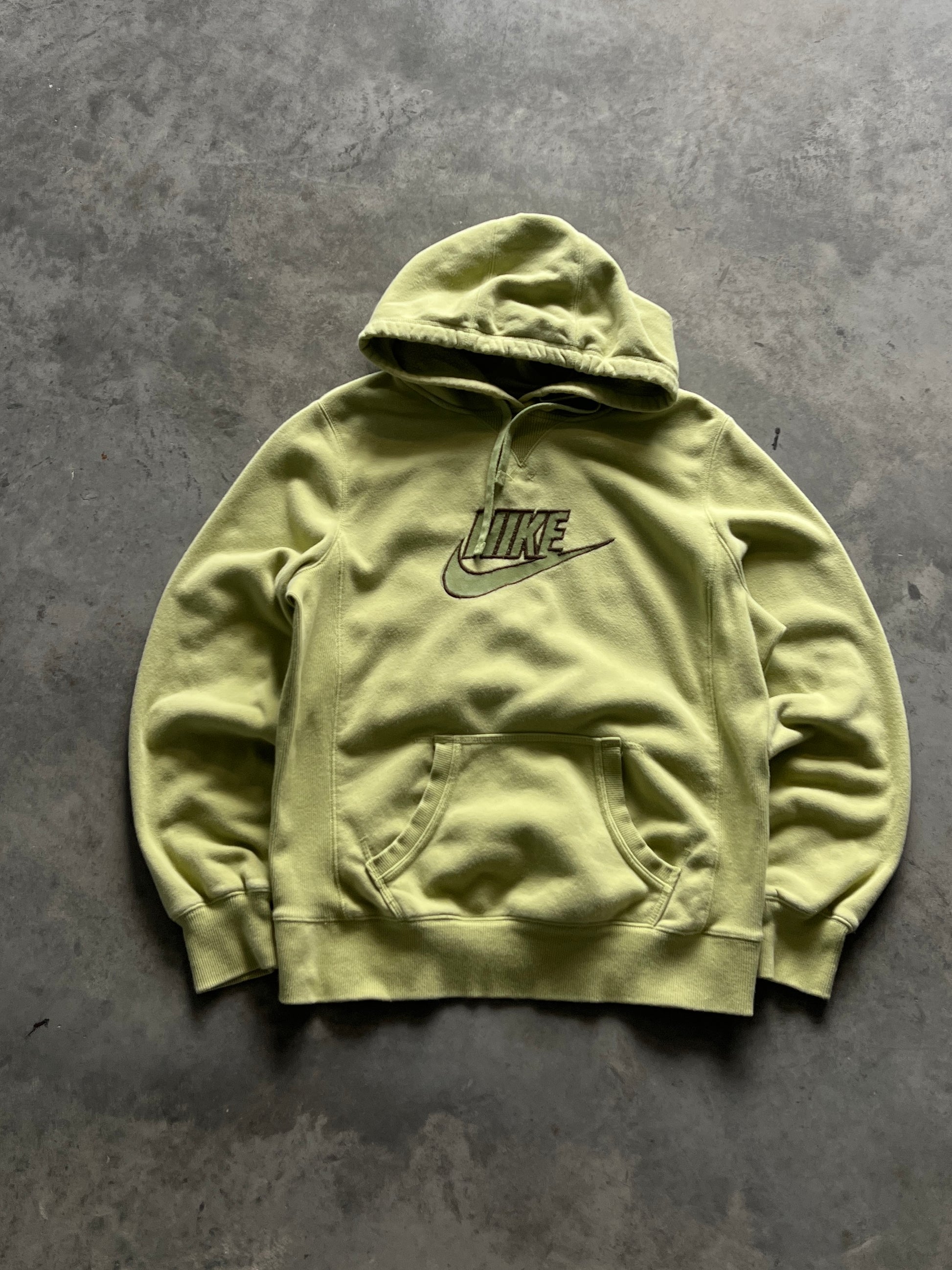 Vintage Green Nike Spellout Hoodie - L