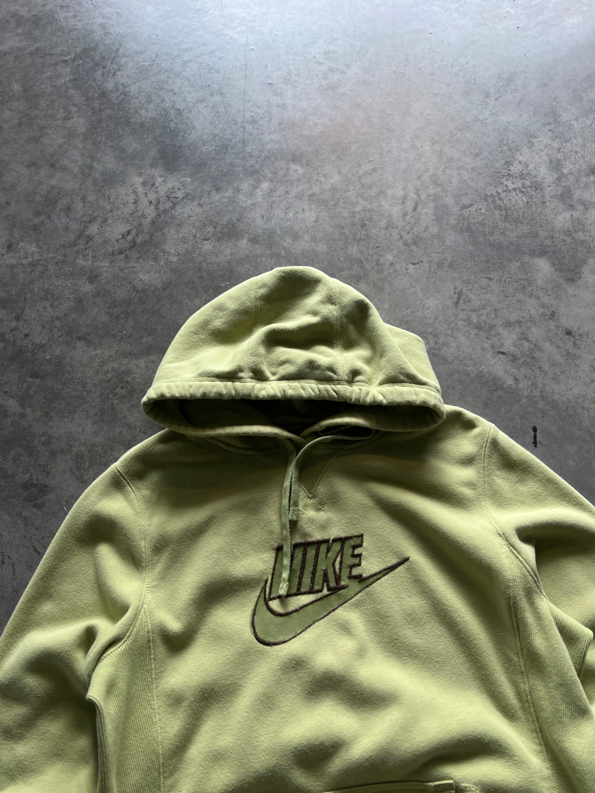 Vintage Green Nike Spellout Hoodie - L