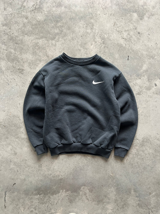Vintage Black Nike Swoosh Crew - XS