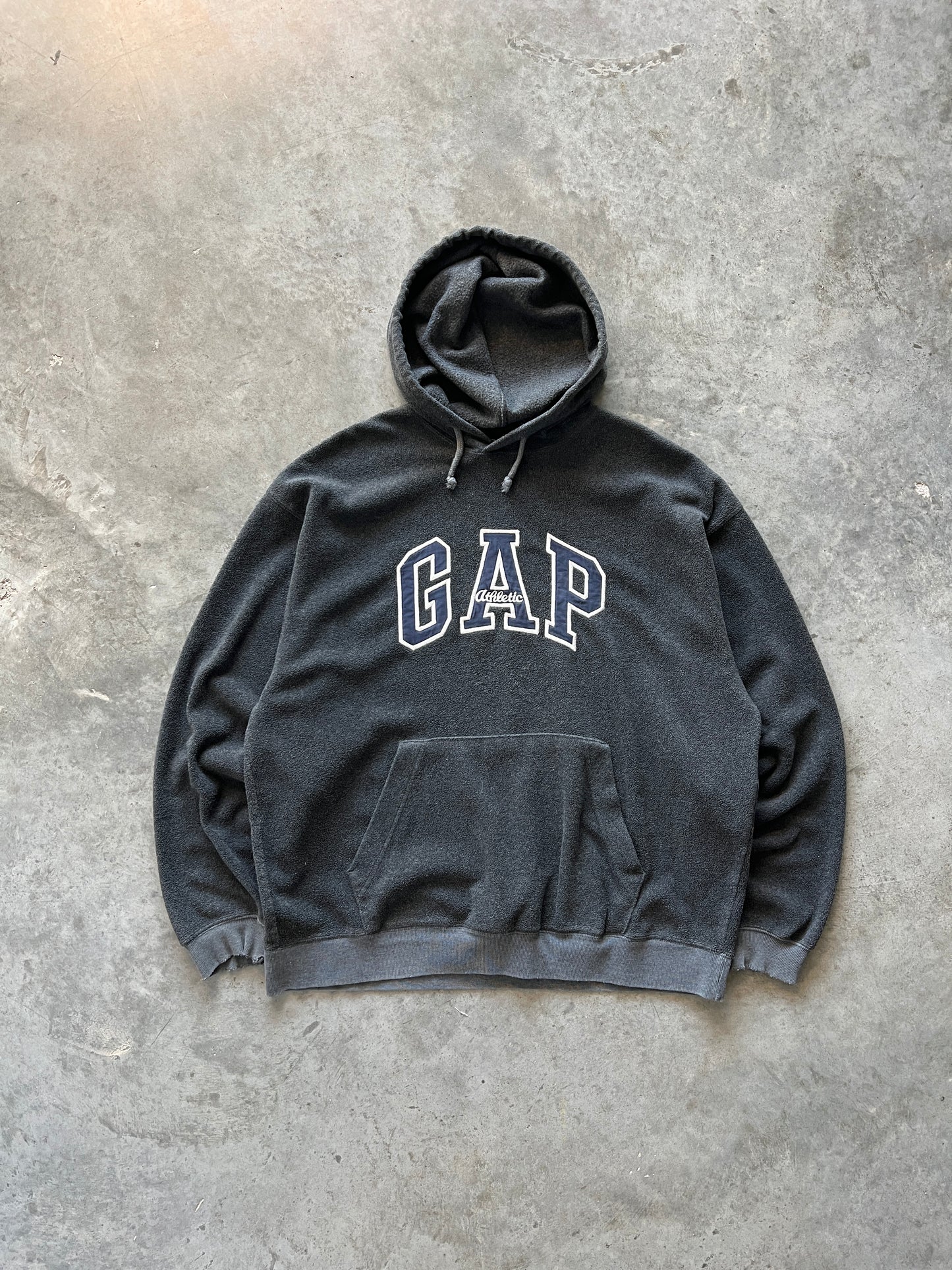 Vintage Faded Grey Gap Spellout Fleece - XL